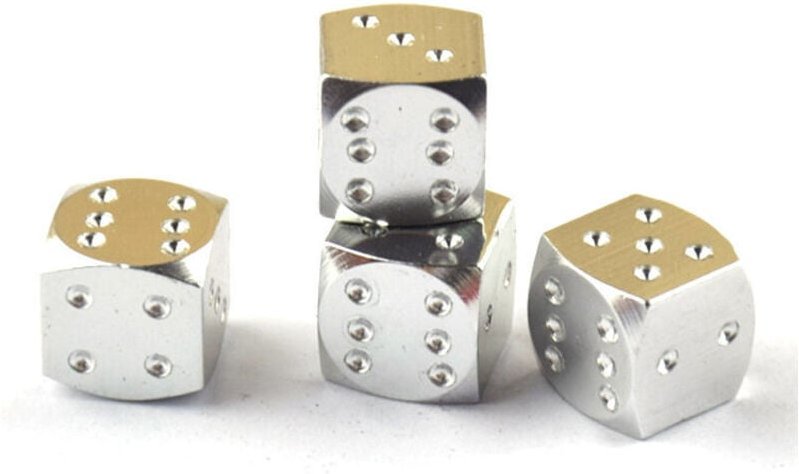 Satz mit 4 silbernen Reifenventilkappen aus Metall.. DEBUNS