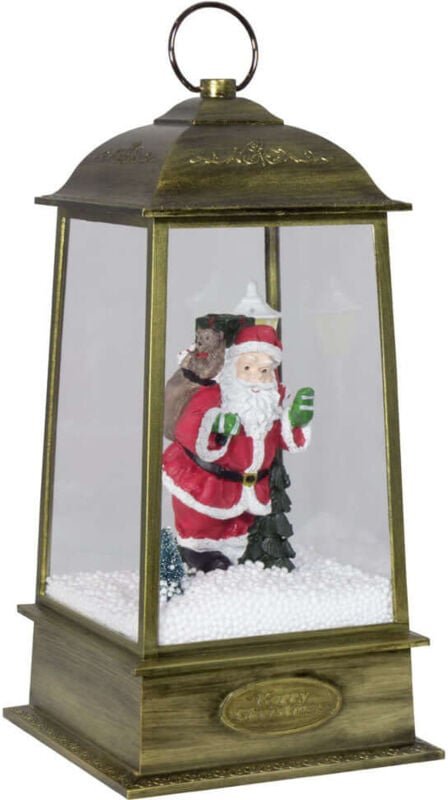 Cofi 1453 - Schneiende led Laterne 32cm Motiv Santa mit 230V & usb Anschluss