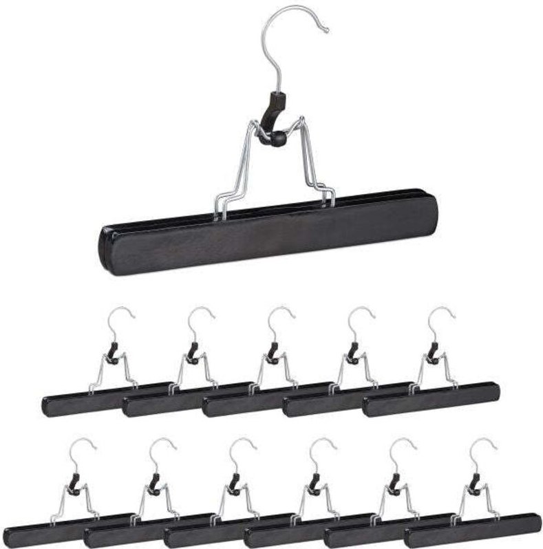 Black trouser hanger pack of 12