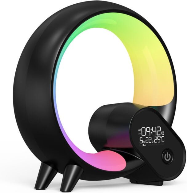 Thumbnail - Intelligente LED-Tischlampe, Stimmungslampe mit Bluetooth-Lautsprecher, Wecker mit musikalischem Kalenderlicht, Nachttis...