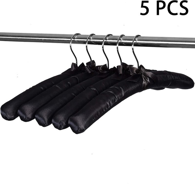 Set mit 5 gepolsterten Satin-Kleiderbügeln für Pullover, Kleider und Mäntel, ohne Dellen.