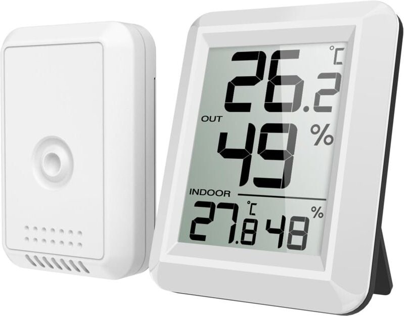 Innen- und Außenthermometer, angeschlossenes Thermometer mit kabellosem Außensensor, digitales Hygrometer-Thermometer mi...