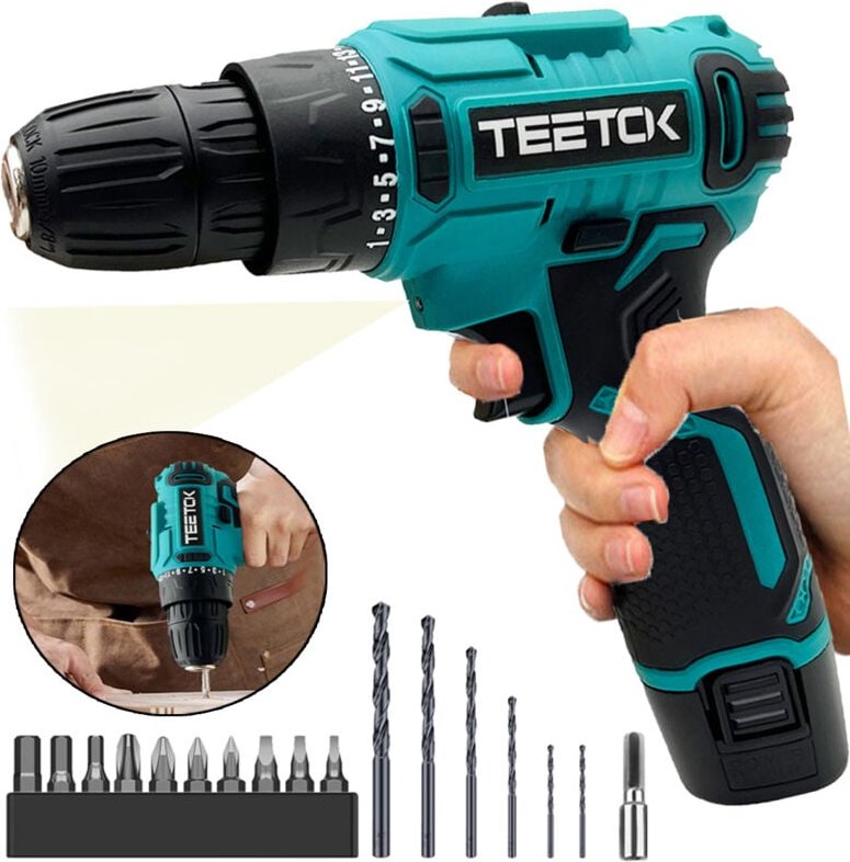 Bohrmaschinen und Kombi-Bohrmaschinen, 12-V-Bohrmaschine, Akku-Bohrschrauber, Schraubendreher-Set, 20-teilig, mit 1 x Ak...