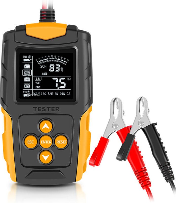 12V/24V Autobatterietester mit digitalem LCD-Display, Diagnosegerät für Autobatterien, misst SOH, SOC, CCA und IR für Pk...
