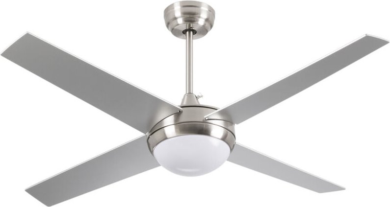 Orion91 - Dayron Montana Silberner Deckenventilator mit Licht, 4 Flügel, 56 w, 6 Geschwindigkeiten