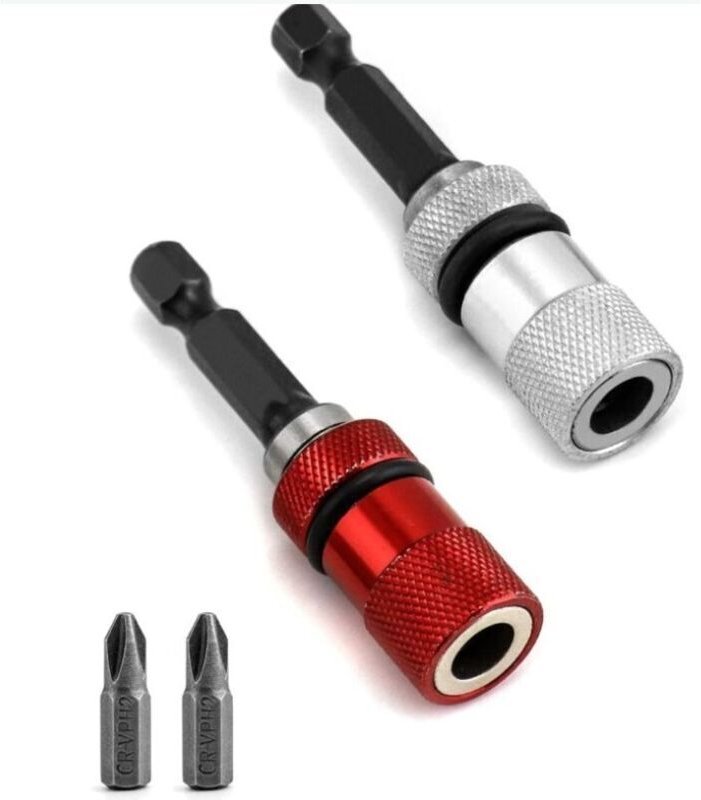1/4" Magnetischer Bithalter – 2er-Pack mit Tiefenanschlag – Chrom-Vanadium-Stahl – Für Trockenbauschrauben