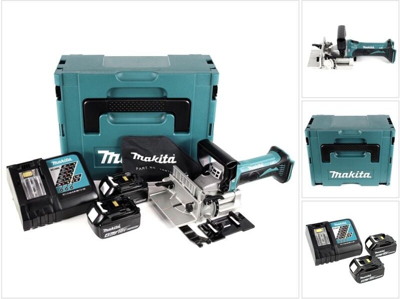 Makita - dpj 180 rmj 18 v Li-Ion Akku Nutfräse im Makpac + 2 x 4,0 Ah Akkus + Ladegerät