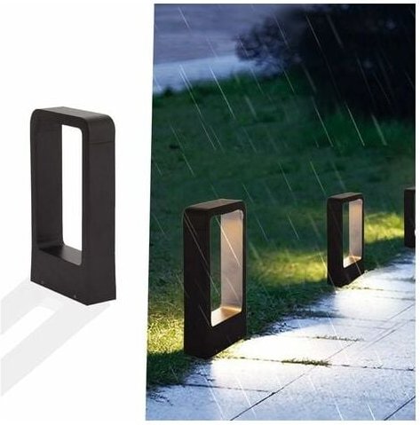 LED Stehlampe Sockel 7W 3000k IP65 Wasserdicht Schwarz Design Warmweiß Außen Terrasse Garten Licht