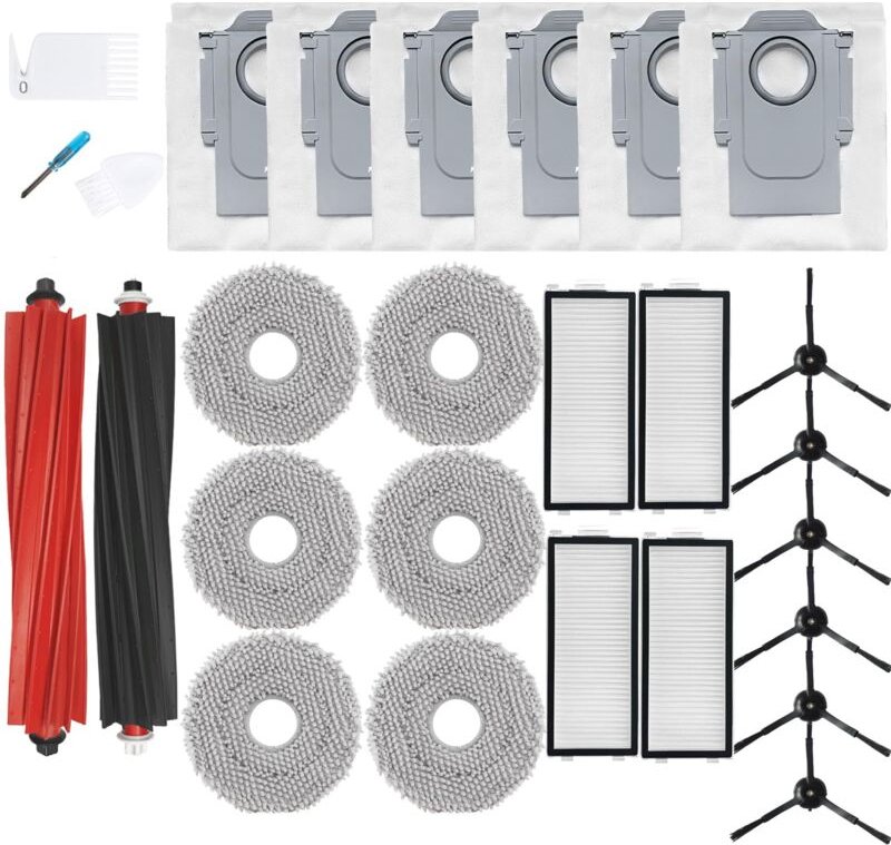 25-teiliges Zubehörset für Qrevo Master/Qrevo Slim: 2 Hauptbürsten, 4 HEPA-Filter, 6 Wischtücher, 6 Staubbeutel, 6 Seite...