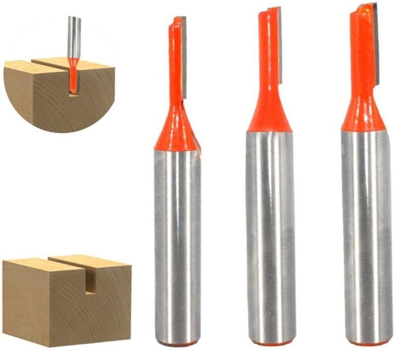 Sollbry Gerader Fräser mit 8-mm-Schaft, 3-teiliger gerader Fräser, Schlitzfräser mit Schaft, Holzfräser, Holzfräswerkzeu...