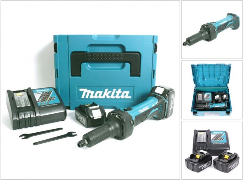 Dgd 800 rfj Akku Geradschleifer 18V + 2x 3,0Ah Akku + Ladegerät + Makpac - Makita