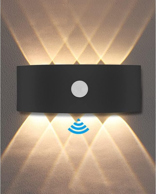 Ersandy - Außenwandleuchte, 8 w Innen-Bewegungsmelder-Lampe, 3000 k warmweiße Schlafzimmer-Wandleuchte, wasserdicht IP65...