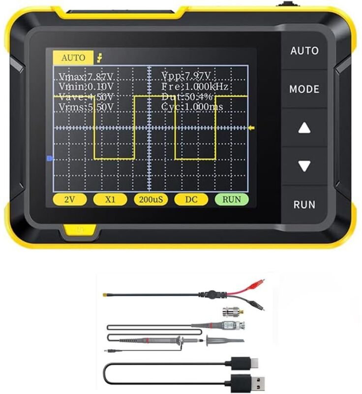 Handoszilloskop, 400 V, 200 kHz, 2,5 MS/s, Echtzeit-Abtastrate, tragbares Oszilloskop mit OTA-Upgrade-Funktion, Oszillos...