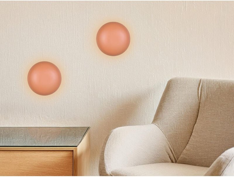 2er set Akku Wandlampen aus Metall Orange per usb aufladbar, ø 15,5cm