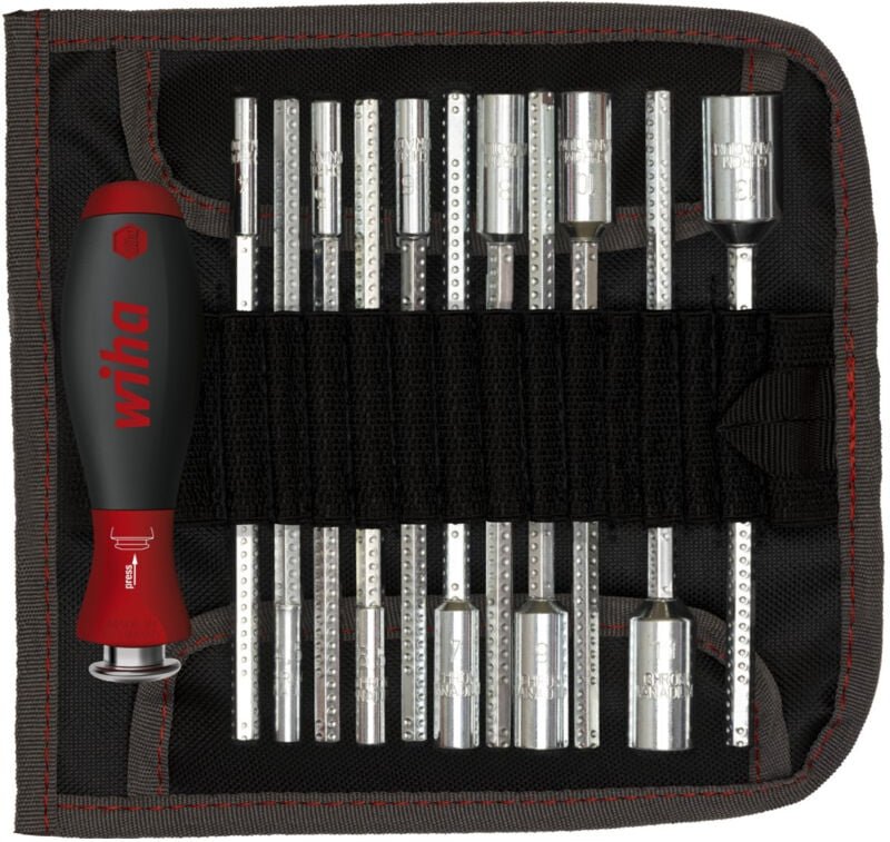 Schraubendreher mit Wechselklingen Set system 6 (27713), 12 tlg., mit variabler Klingenlänge und Rolltasche, Schraubenzi...
