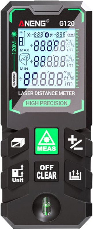 Telemetro laser intelligente ad alta precisione G120, telemetro laser verde con 30 posizioni di memorizzazione dati, cal...