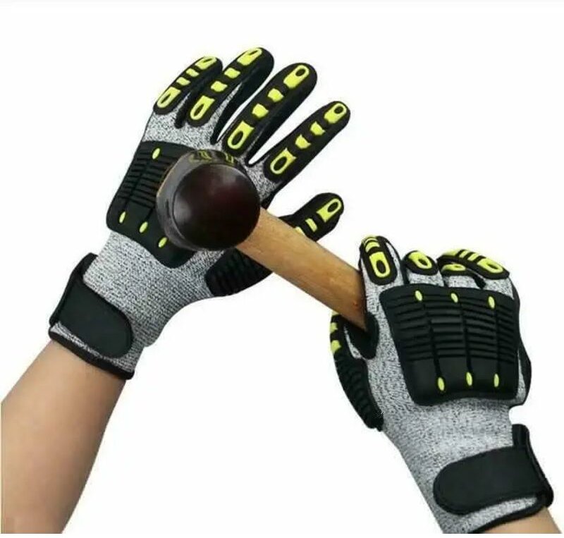 Schnittfeste, robuste Arbeitshandschuhe vibrationsdämpfend, ölbeständig, sicher, schnittfest, stoßdämpfend, TPR, schlagf...