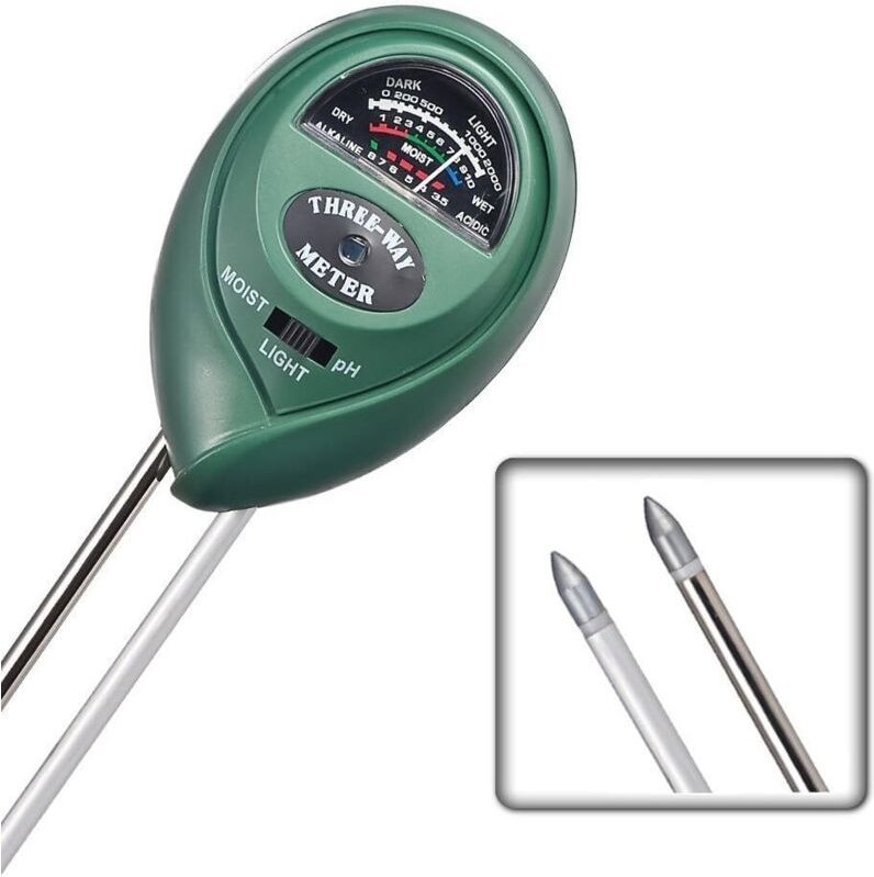 3-in-1-Bodenfeuchtemessgerät mit Luftfeuchtigkeit, Bodenfeuchtemessgerät, Licht- und PH-Funktionstest für pH-Säure, Feuc...