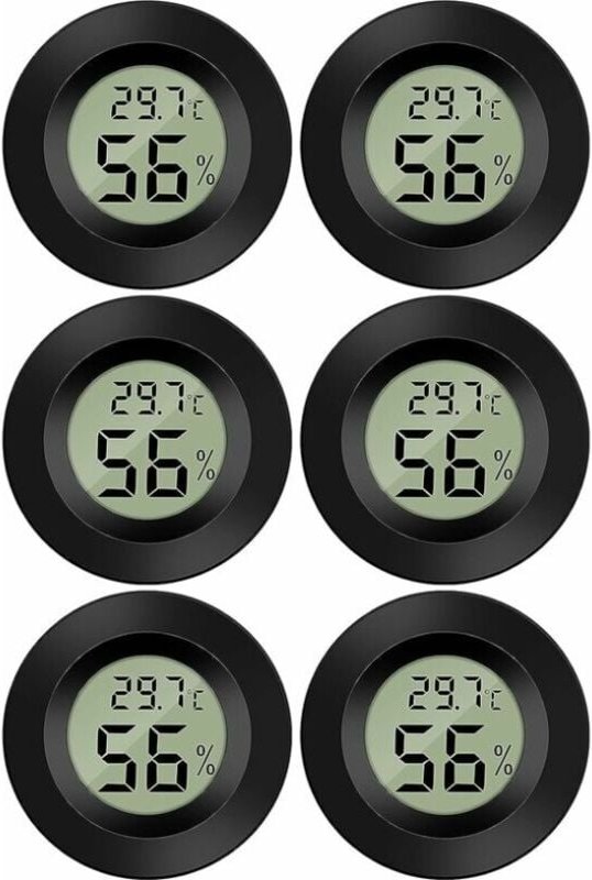 6 Stück – b) Mini-Digital-LCD-Thermometer, Hygrometer, Temperatur, Luftfeuchtigkeit -5070 ℃, 10 % 99 % relative Luftfeuc...