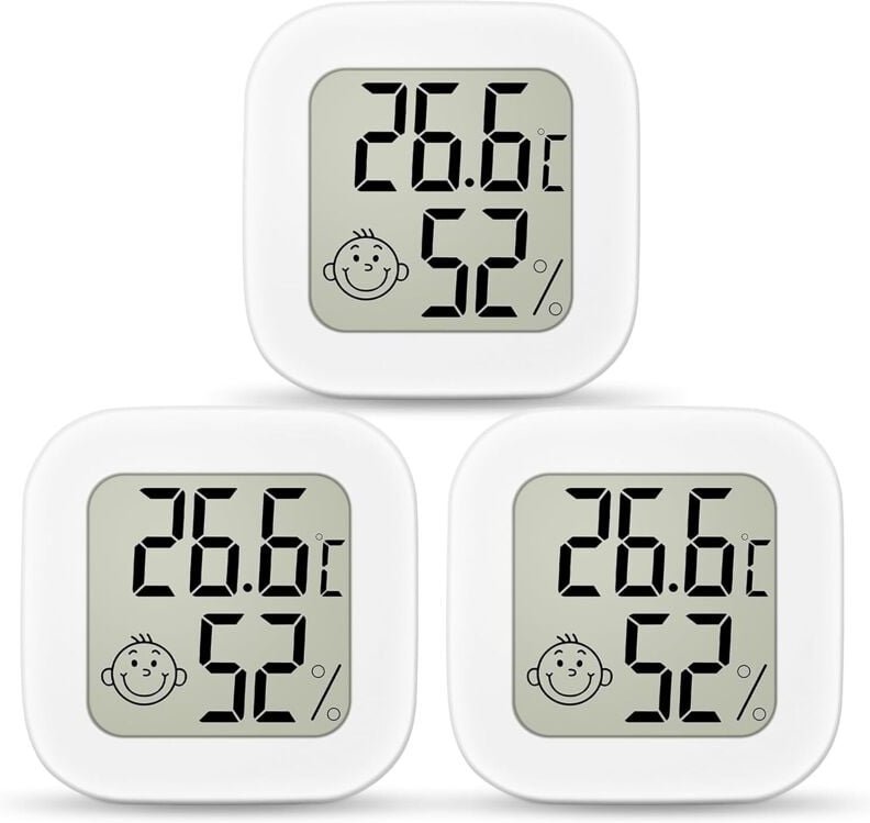 3 Stück Mini LCD Thermometer, Digital Thermometer Innen, Hygrometer Innen, Kabelloses, Luftfeuchtigkeit Meter für Babyzi...