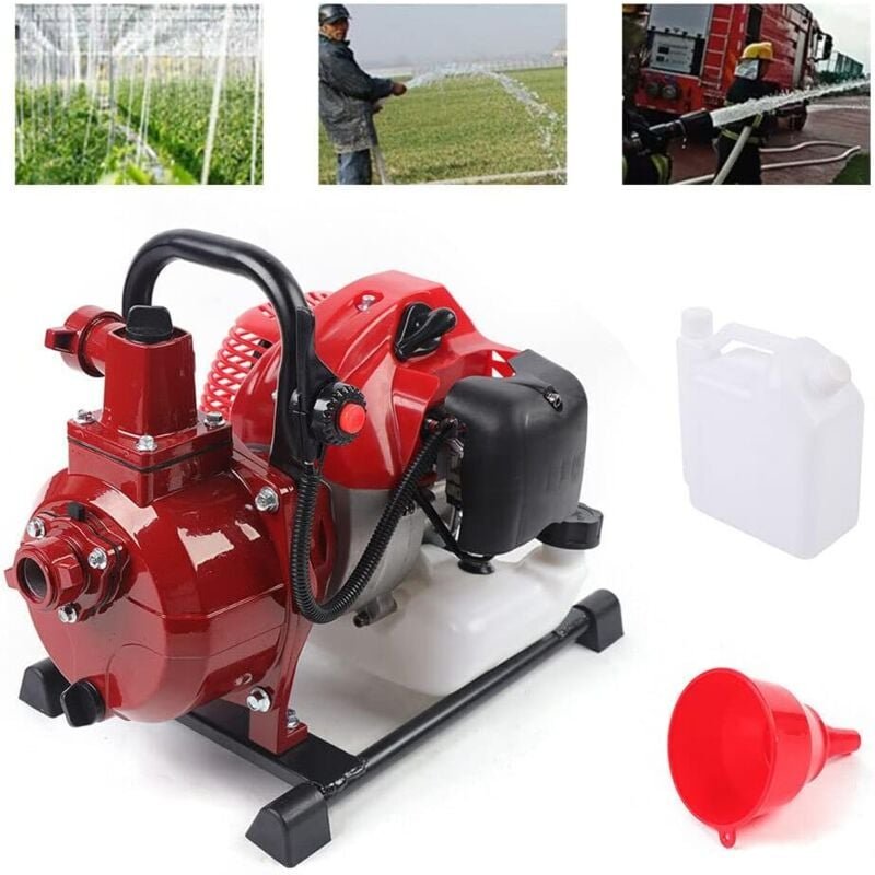 Benzin Wasserpumpe Motorpumpe Benzin Wasserpumpe Garten Wasserpumpe Wasserpumpe 2-Takt-Motor 42.5CC Pumpe mit 2 x Schlau...