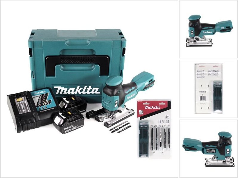 Makita DJV 181 RTJ Akku Pendelhubstichsäge 18V Brushless + 1x Akku 5,0Ah + Ladegerät + 17x Sägeblatt + Makpac