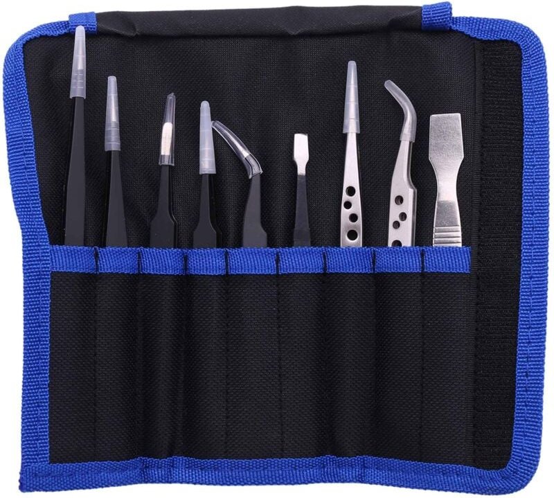 9 StüCke Pinzette Set Edelstahl Anti Statische PräZision Spinzette für Elektronische Handy Reparatur Werkzeuge Hand