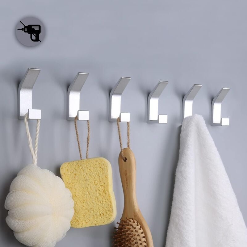 Thumbnail - Stück selbstklebende Haken, Badezimmer-Doppel-Handtuchhaken, selbstklebende Wandhalterung für Küche, Badezimmer, Büro, S...