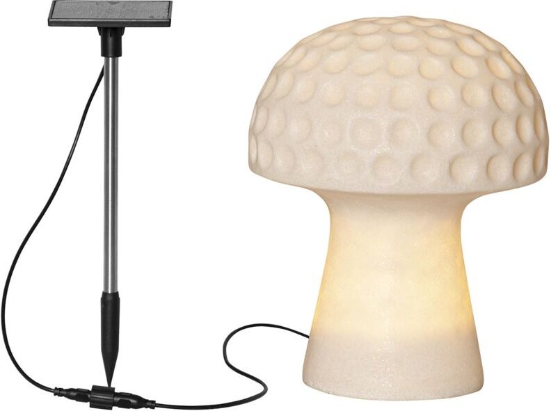 Star Trading - Solardekoration Sandy, Sandstein, Dekoration, Leuchte, Pilz, weiß, Dämmerungssensor, Außenbereich, Warmwe...