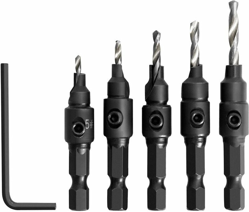 Gotrays - Trend Senkerbohrer-Set, Schnellwechsel-Holzbohrer, 5-teiliges Holzbearbeitungs-Senkbohrer-Set, 1 Sechskantscha...