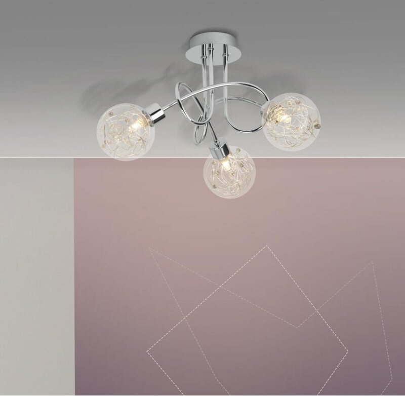 Lampe Joya Deckenleuchte 3flg chrom 3x QT14, G9, 33W, geeignet für Stiftsockellampen (nicht enthalten) Dekodraht im Glas...