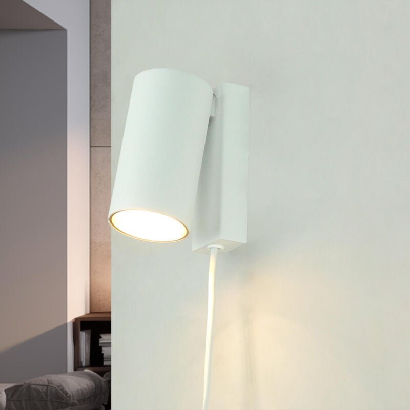 Thumbnail - Licht-erlebnisse - Wandlampe mit Schalter Kabel verstellbar GU10 Weiß Gold Modern Metall Wandleuchte Spot