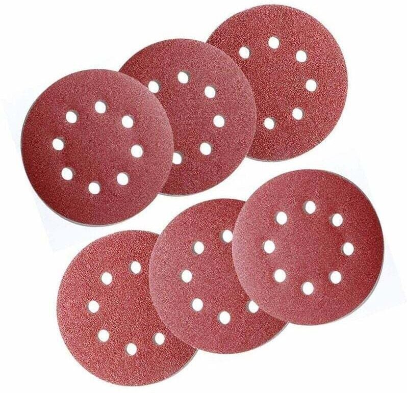 Thumbnail - 60 Stück Schleifscheiben Schleifpapier Schleifteller Schleifpapier für Kreisschleifer Körnung 125mm 8 Löcher 10 x P240/P...