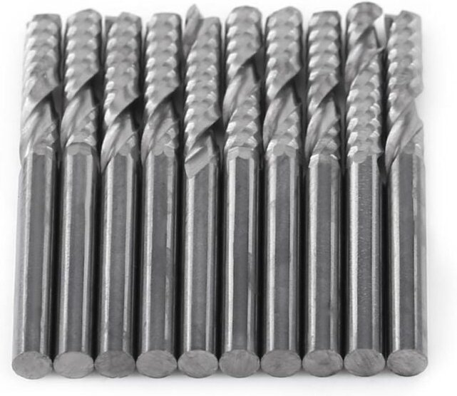 Schaftfräser, 10 Stück, 1/8 Zoll Schaft, einschneidig, Schaftfräser, Bohrer, Werkzeug, Wolframkarbid, CNC-Fräser für Hol...