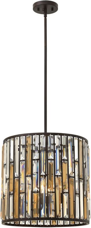 Pendelleuchte Deckenlampe Hängelampe Kristalle Stahl Bernsteinperle Bronze