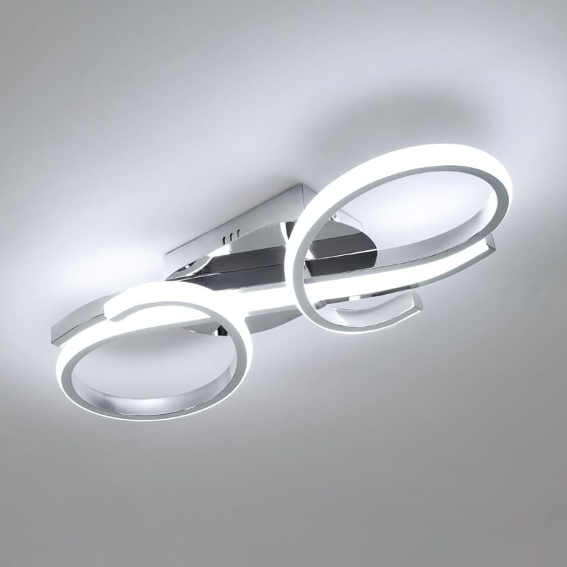GOECO Moderne LED-Deckenleuchte, 36 W, 6500 K, kaltweißes Licht, Chrom-Design für Wohnzimmer, Schlafzimmer, Esszimmer [E...