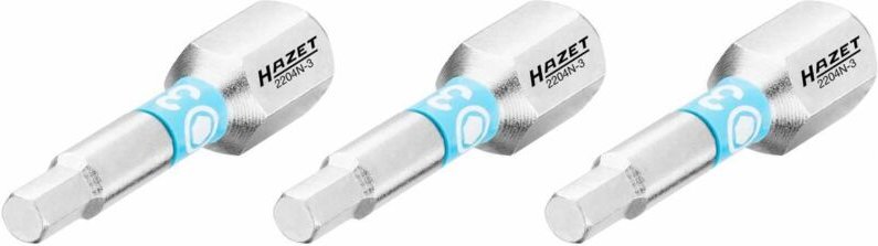 Bit 2204N-3/3 ∙ 1/4 Zoll (6,3 mm) Sechskant massiv ∙ Innen Sechskant Profil ∙ 3-teilig ∙ sw 3 mm