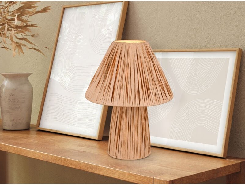 Meinewunschleuchte - Ausgefallene led Tischleuchte aus naturbelassenem Papier, Höhe 31cm