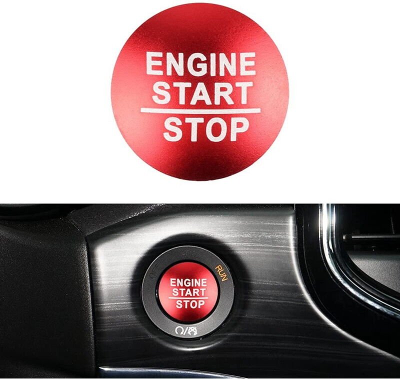 Auto Motor Start Stop Taste Abdeckung Trim für Grand Cherokee 2014-2021 ZubehöR ZüNdung Knopf Aufkleber Aufkleber,Rot