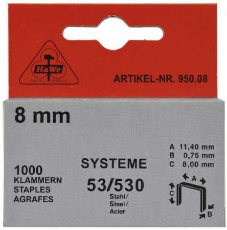 Hawe - Klammern Typ 53 Stahl 6 mm (1000 Stück)Klammern 950.06