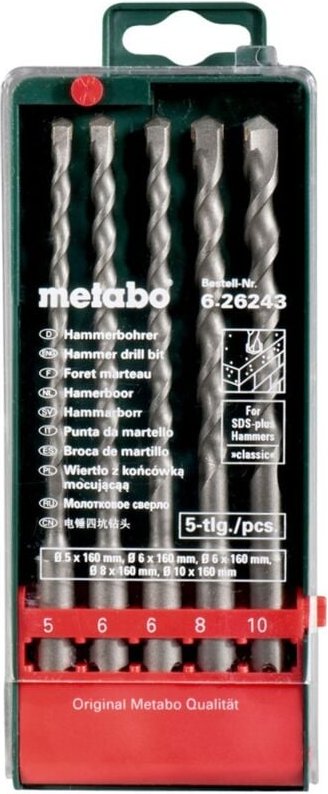 Thumbnail - Metabo - SDS-plus Classic-Bohrersatz 5-teilig ø 5, 6, 6, 8, 10 mm, L=160 mm (626243000)