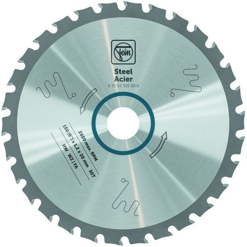 FEIN Handkreissägeblatt für Stahl, Ø 150 mm, 30 Zähne, Schnittbreite 1,2 mm