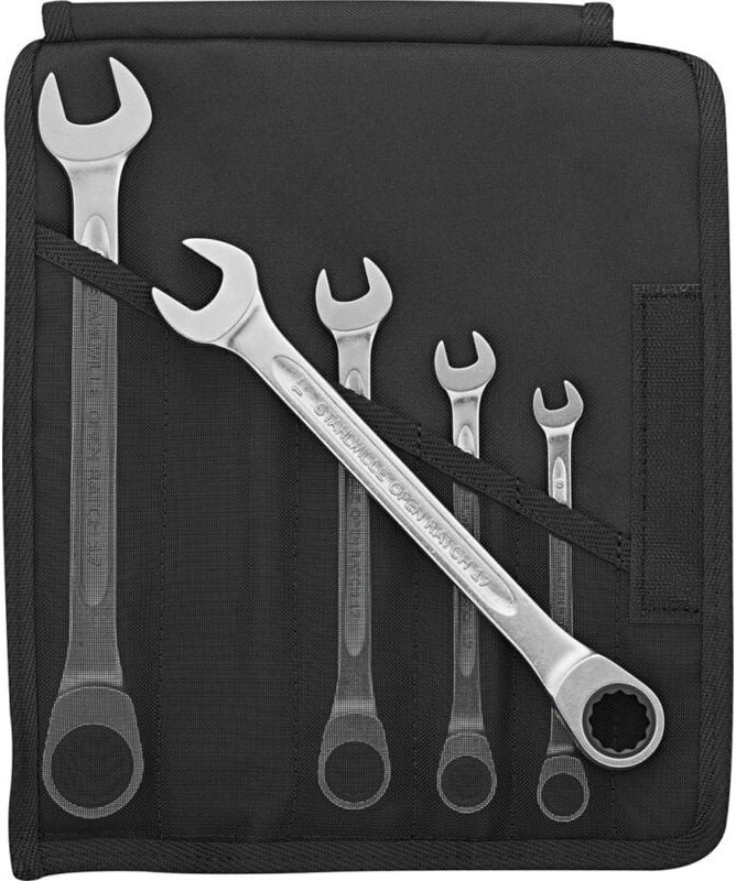 Stahlwille - 96401705 17F/5 Maul-Ringratschenschlüssel-Satz Schlüsselweite (Metrisch) 8 - 19 mm