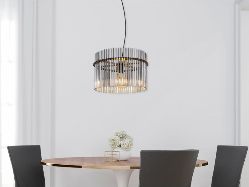 Led Pendelleuchte mit Rauchglas Stäben, ø 40cm