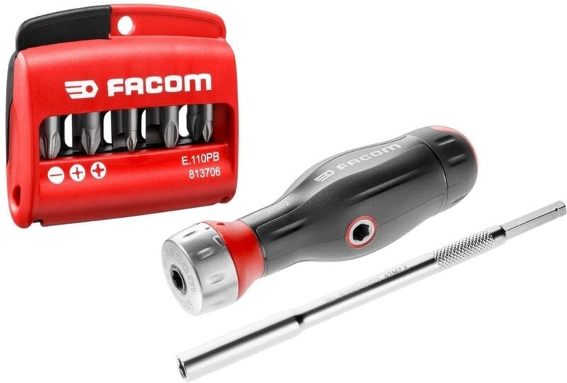3-in-1 Ratschenschraubendreher-Bithalter + Bits – Facom ACL.2A2PB