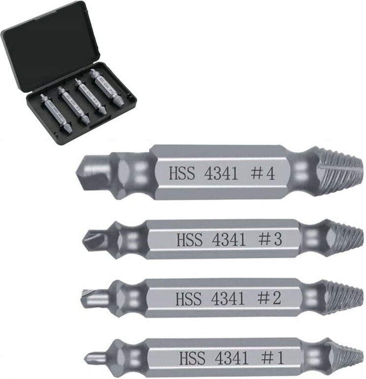 Bit-Satz zum Entfernen abgebrochener Schrauben, 4-tlg.