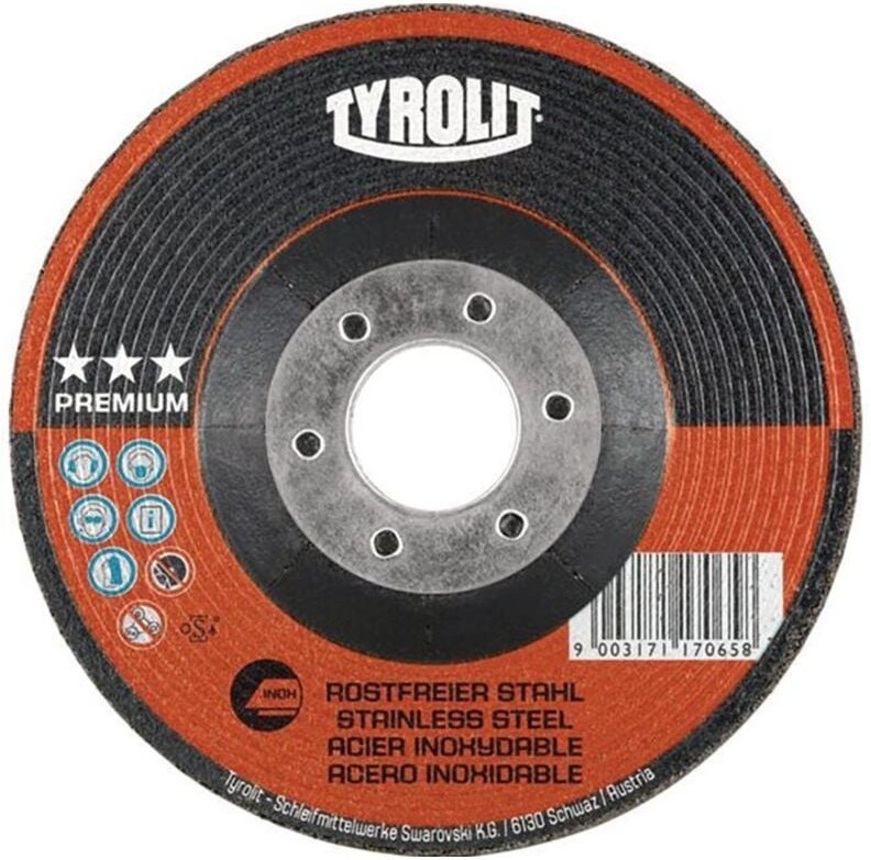Tyrolit - Schruppscheibe premium D125xS4mm Körnung 30 gekröpft Bohrung 22,23 mm