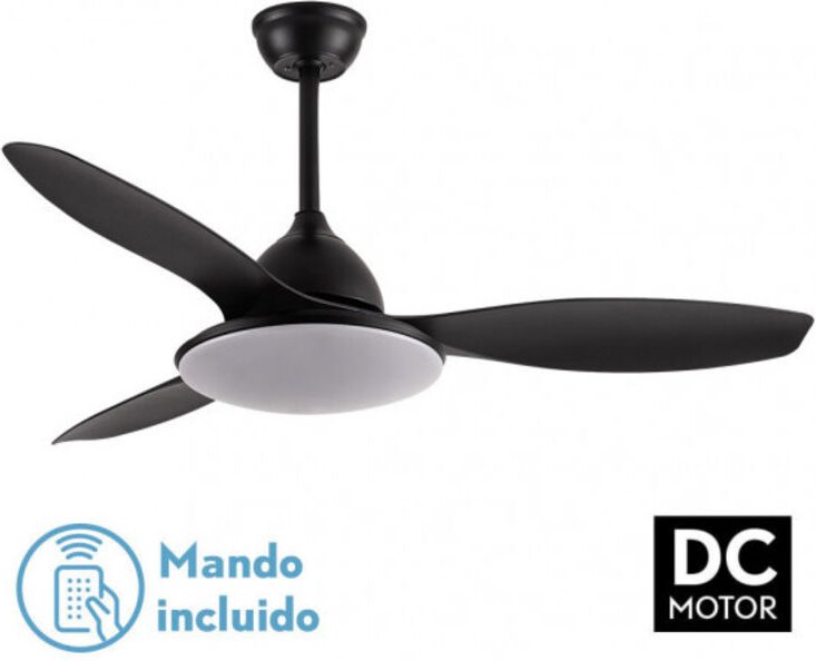 Ventilator dc schwarz yael 72w 3000-4000-6000k 122d 7200llm 3 Flügel, Fernbedienung+Timer+Speicher