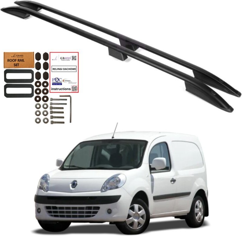 Dachreling für Renault Kangoo II (2008–2022), L2, lang, schwarz, massiv, robust