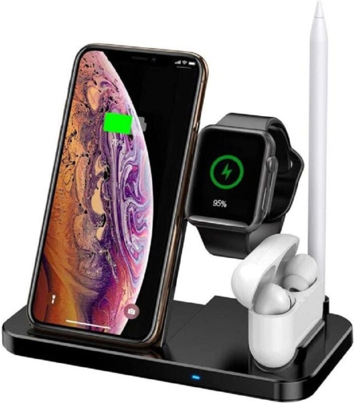 Trade Shop Traesio - Trade Shop - kabelloses ladegerät docking cradle 4-IN-1 Q-CD60 -